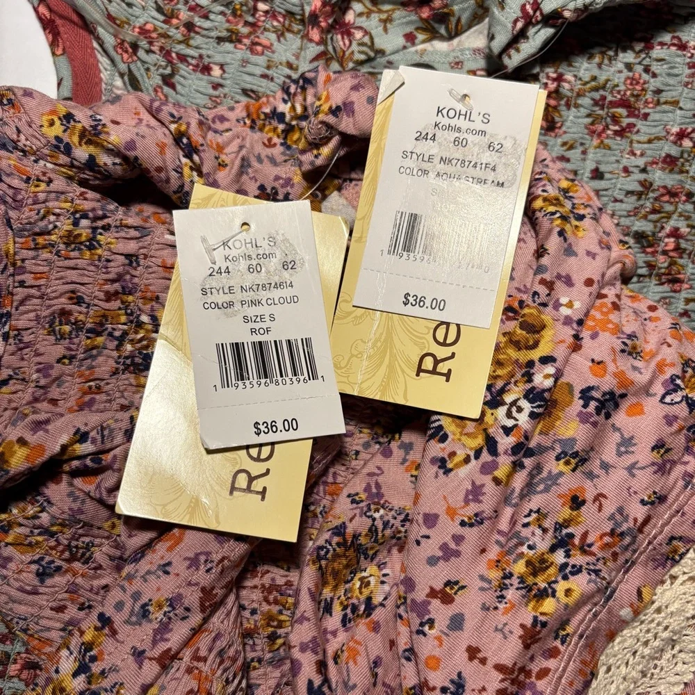 NWT Rewind Set of 2 Floral Babydoll Tops w/ Lace Trim - Picture 8 of 9